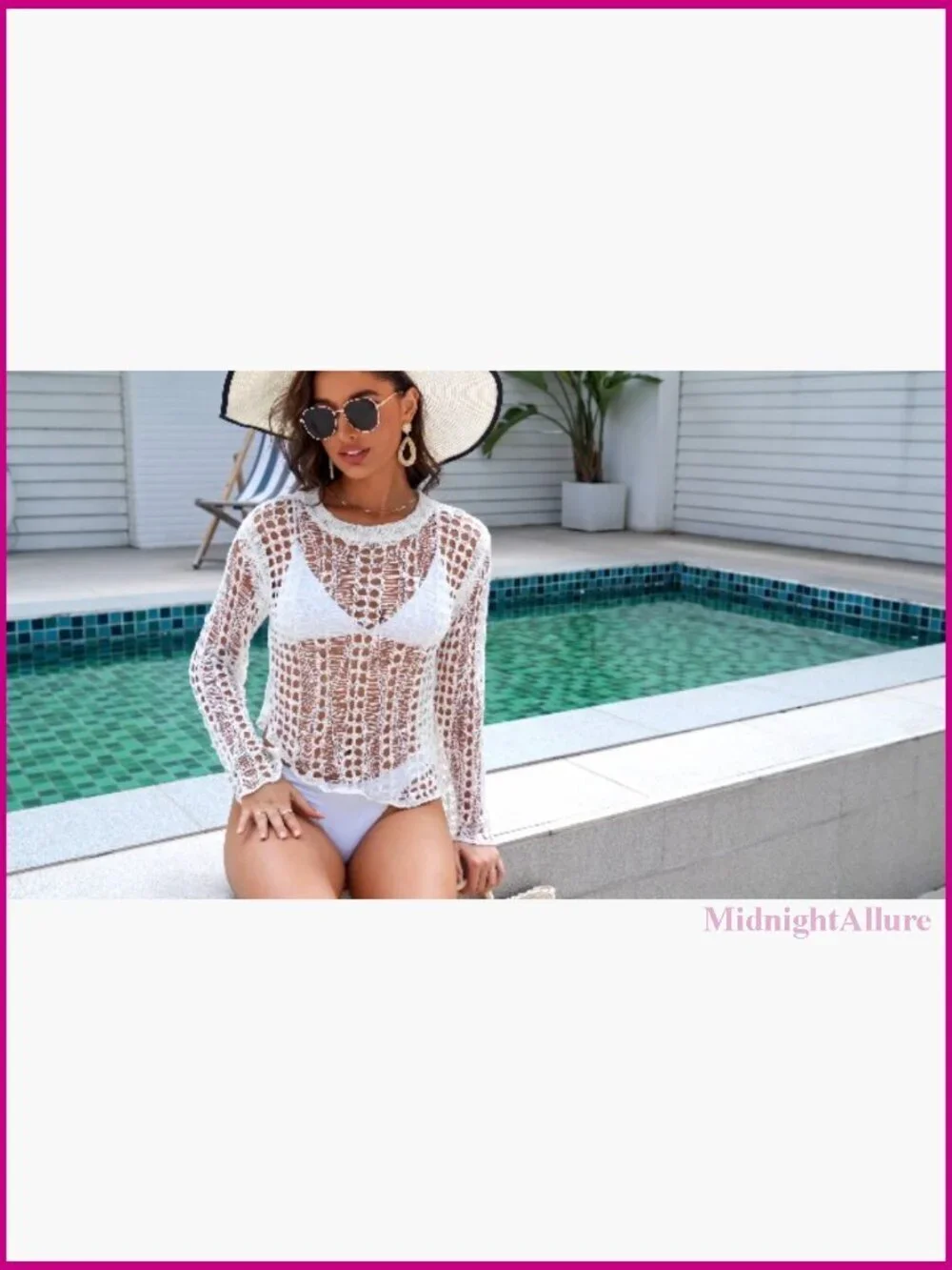 Crochet Hollow Out Bikini Cover Up Top See Through Beach Coverup